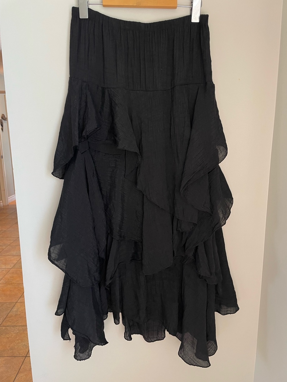 Papillon Black Tiered Maxi Skirt Size Small Whimsigoth Cottagecore Y2K Boho - Picture 5 of 8